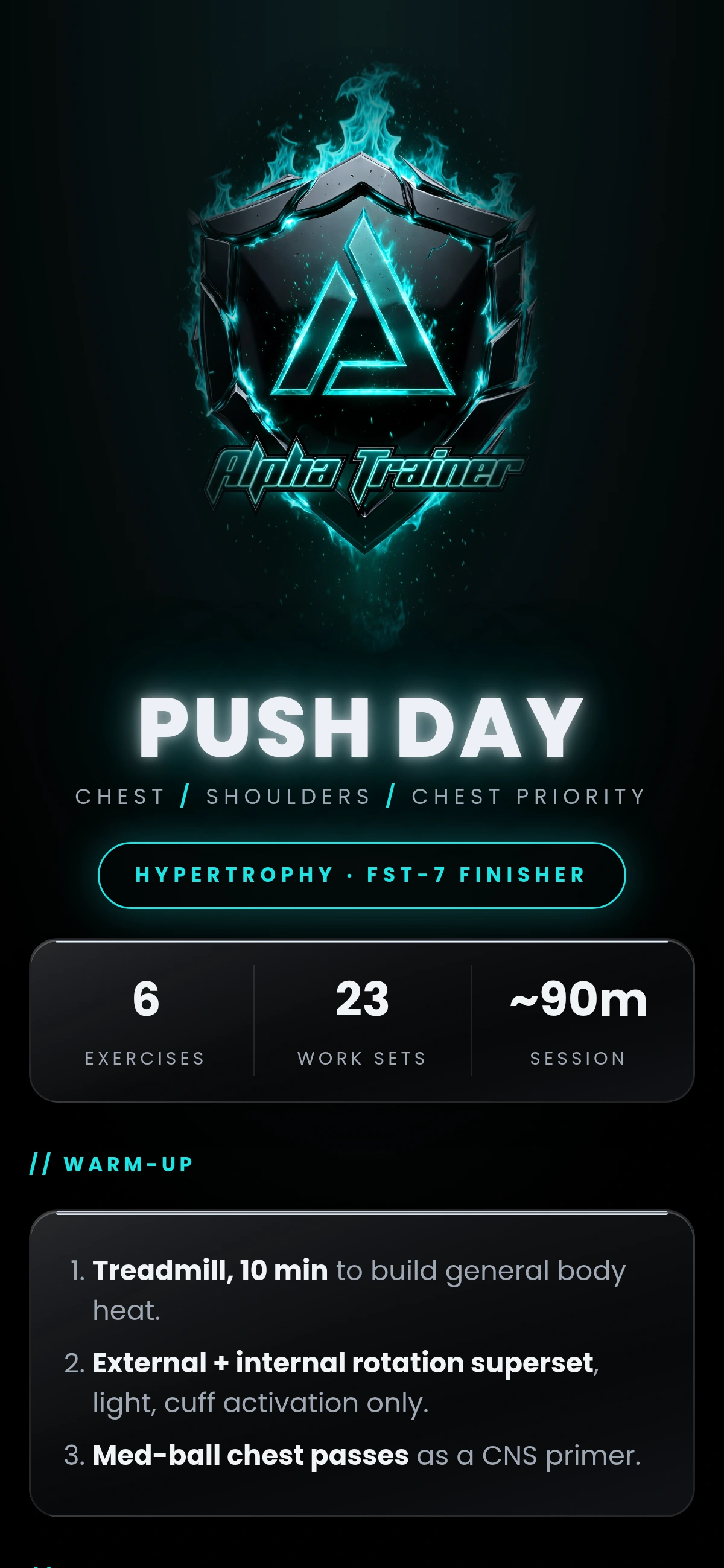 Push Day workout template preview