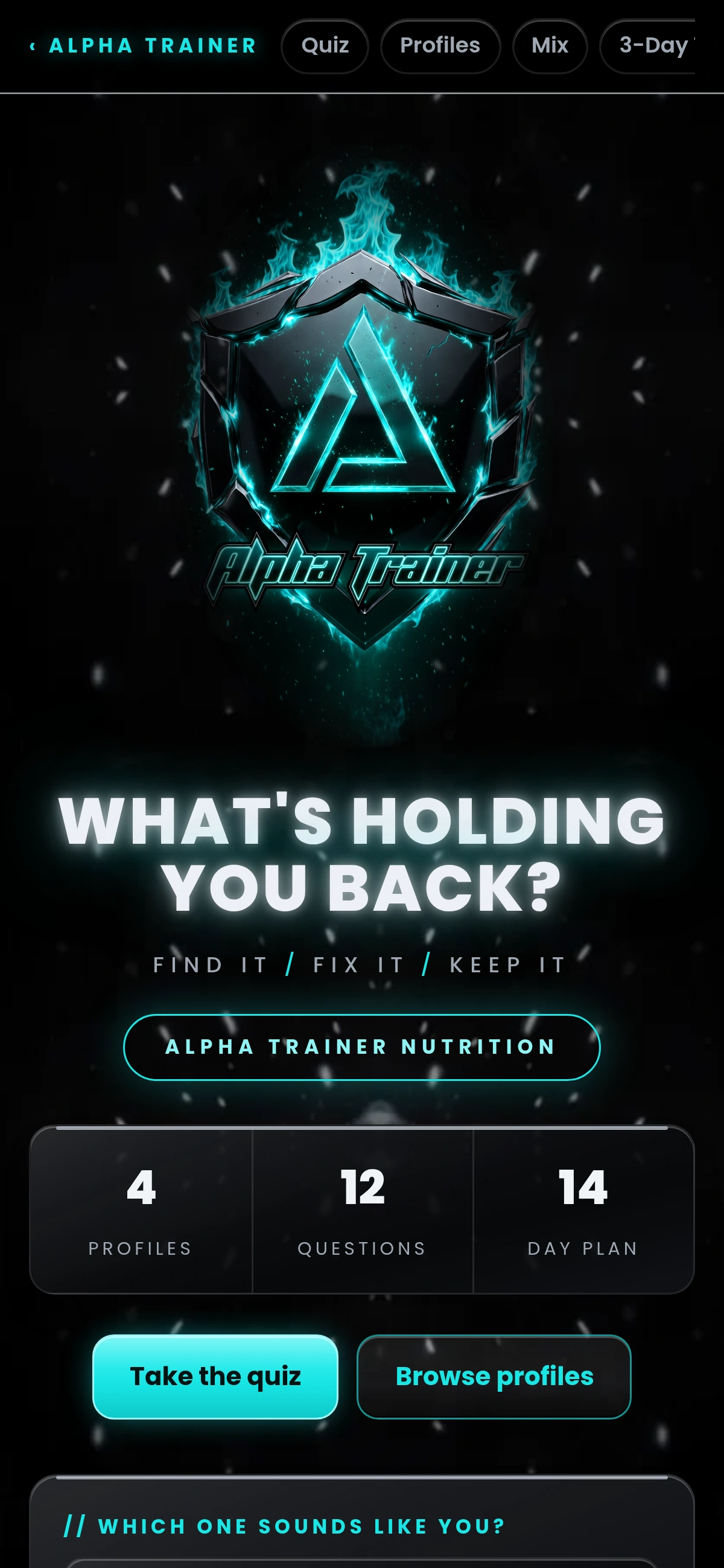 What's Holding You Back? quiz start screen
