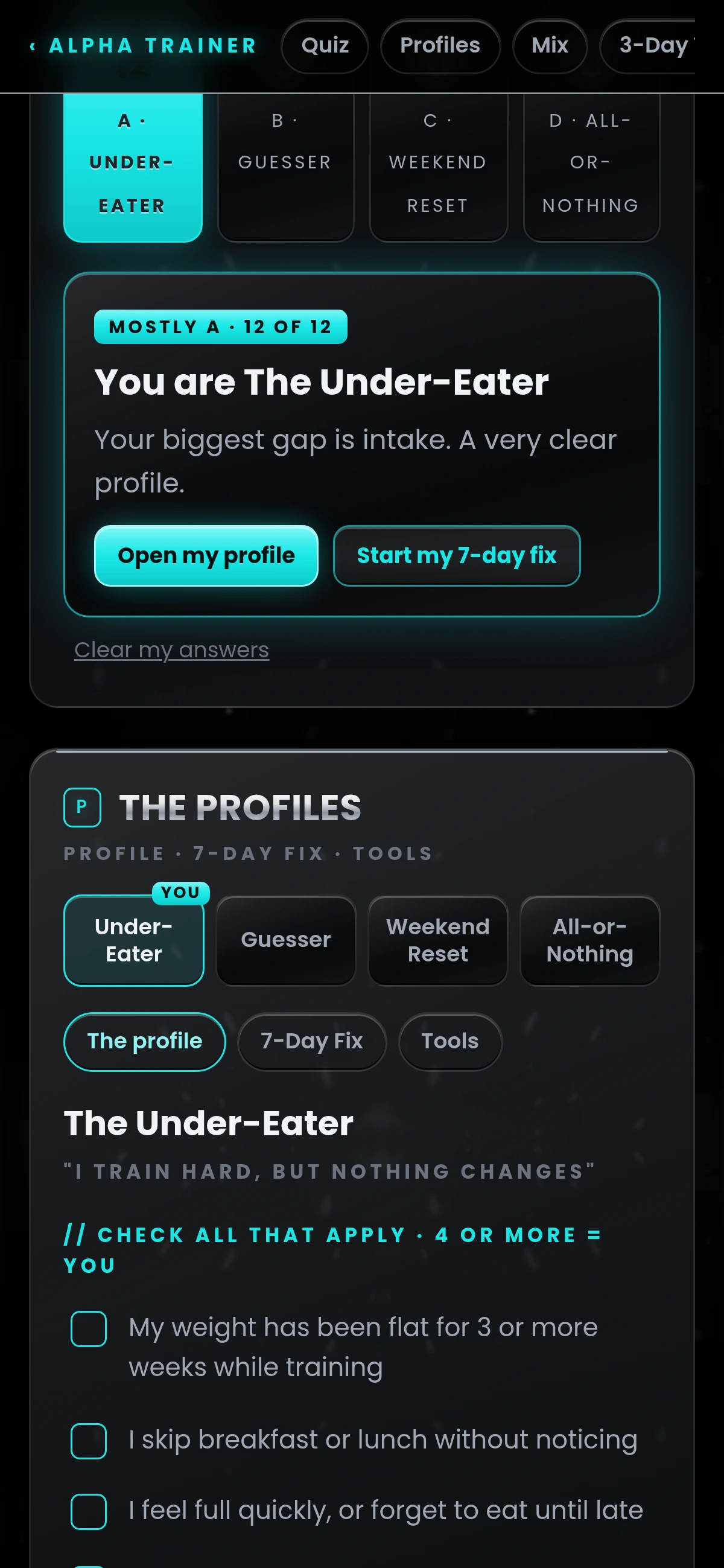 Quiz profile result: The Under-Eater